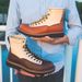 European Warm Series Large Yellow Autumn Winter Handmade Stitched Genuine Leather Cowhide Martin White Shoes Patchwork Work Men's Boots_vogvips.com