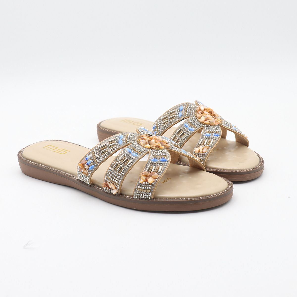 Women's Shoes Flat Rhinestone Open Toe Sandals, Square Toe Slippers, Suitable For Outdoor Use, Beach Travel, Vacation, Leisure, Breathable_vogvips.com