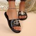 Women's Fashionable Slippers Round Toe Flat Sandals Solid Color Metallic Decoration Classic And Versatile Shoe_vogvips.com