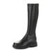 Women's Shoes Knee-High Boots With Hidden Wedge Heel, Stretchy Faux Leather Riding Boots For Autumn Winter, Slenderizing Round Toe Boots Side Zipper_vogvips.com