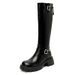 2024 Autumn Winter New Melad Long With Belt Buckle, Wide Zipper, Western Style Riding Boots For Plus Size Women_vogvips.com