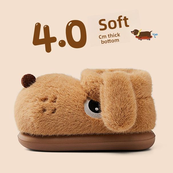 1178225343@qq.com Cute Puppy Bag Heel Slippers Women Winter Couple Fleece Warm Indoor Home Plush Cotton Boots For Men Outdoor Wearable_vogvips.com