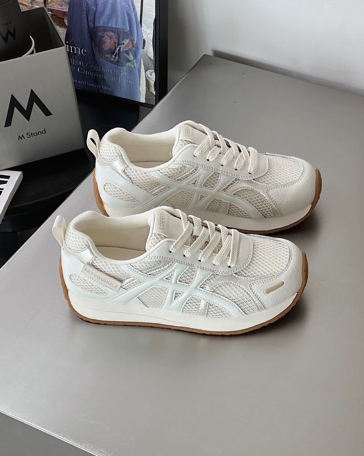 Vintage Versatile Sports Jogging For Women 2025 Spring New Genuine Leather Mesh Breathable Lightweight Casual Dad Shoes_vogvips.com