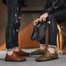 British Style Large-Size Handmade Stitched Men's Shoes, Outdoor Casual Genuine Leather Slip-On Men's Shoes For Dads_vogvips.com