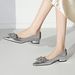 Cameido Elegant Pointed Crystal Rhinestone Thick Heel Shallow Single Shoes For Autumn, Versatile Low Heel Commuting Shoes, Sabot Shoes_vogvips.com