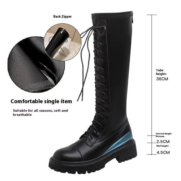 Women S Shoes Genuine Leather Platform Lace Up Combat With Hidden Wedge Round Toe Chunky Heel For Fashion And Comfort_vogvips.com