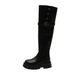 2025 Autumn Winter New Small Size Leg Knight Black Thick Sole High Long Boots For Women_vogvips.com