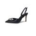 Spring Summer Crystal Buckle Backless Women's Satin High Heel Sandals Plus Size Closed Toe Bridesmaid Shoes White_vogvips.com