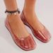 Jelly Shoes Casual Flat Square Toe Sandals For Outdoor Wear European And American Trend PVC Crystal Transparent Soft_vogvips.com