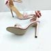 Pink Bowknot Pearl Strap High-heeled Sandals With Satin Surface, Super Fairy-like Shoes, Internet Celebrity Style,_vogvips.com