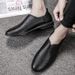 Casual Doudou Shoes Men's Shoes Solid Color Driving First-layer Leather Shoes Overfitting Lazy Shoes_vogvips.com