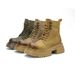 British Style Thick-Soled Colored Martin For Women, New Autumn And Winter Genuine Leather Boots, Petite Casual Yellow_vogvips.com