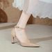 Women's 2025 Large Size 41-42 Pointed Toe High-heeled Stiletto French Hollow Single Shoes, Nude Sandals_vogvips.com