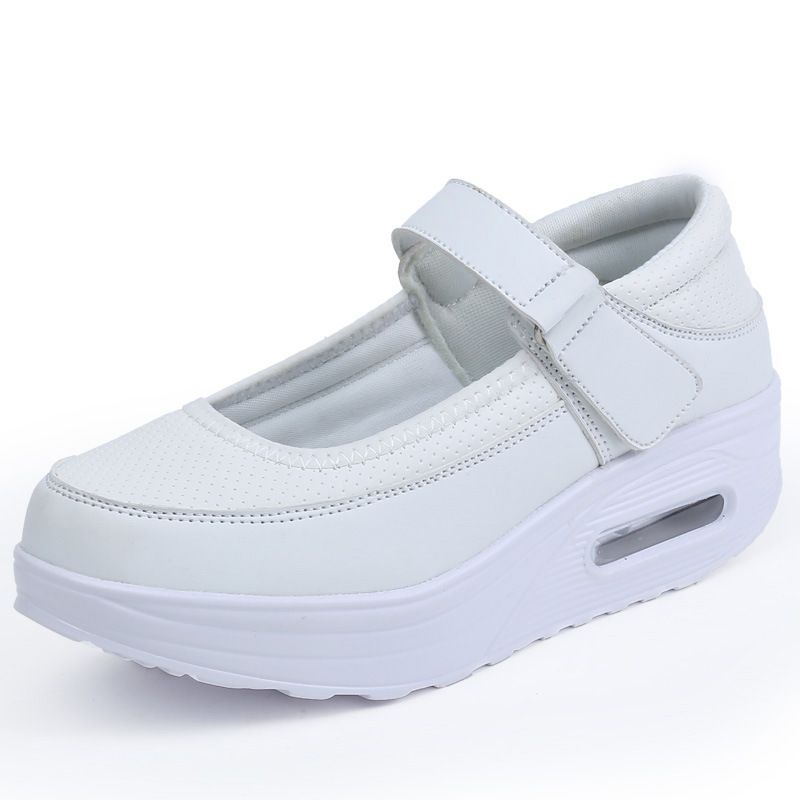 Mesh Rocking Women's Sports, Breathable, Casual, Shallow, Thick Soled, Height Increasing Nursing For Women, White Single 100_vogvips.com
