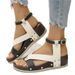 Women's Bohemian Sandals - Metallic Color Block, Strappy, Open Toe, Beach Style_vogvips.com