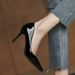 Women's Nude High Heels Stiletto Patent Leather Pointed Toe Low Cut Versatile Professional Elegant Single Shoes_vogvips.com