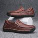 Plus-Size Trendy Driving Men's Shoes, Breathable Genuine Leather Versatile Loafers, Men's Business English-Style Versati_vogvips.com