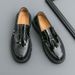 New Fashion Genuine Leather Tassel Business Casual Loafer Shoes For Men Black Business Formal Leather Shoes For Daily Office Casual Men's Shoes For Dr_vogvips.com