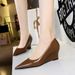 Wedge Heel High Heel Shallow Mouth Pointed Pedicure Thin Women's Shoes Single Shoes Women's Wedge Heel Shoes_vogvips.com