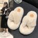Fashion Fluffy Slippers For Women Non-Slip Indoor Outdoor Home Shoes Autumn Winter New Cross Strap Cozy Portable_vogvips.com