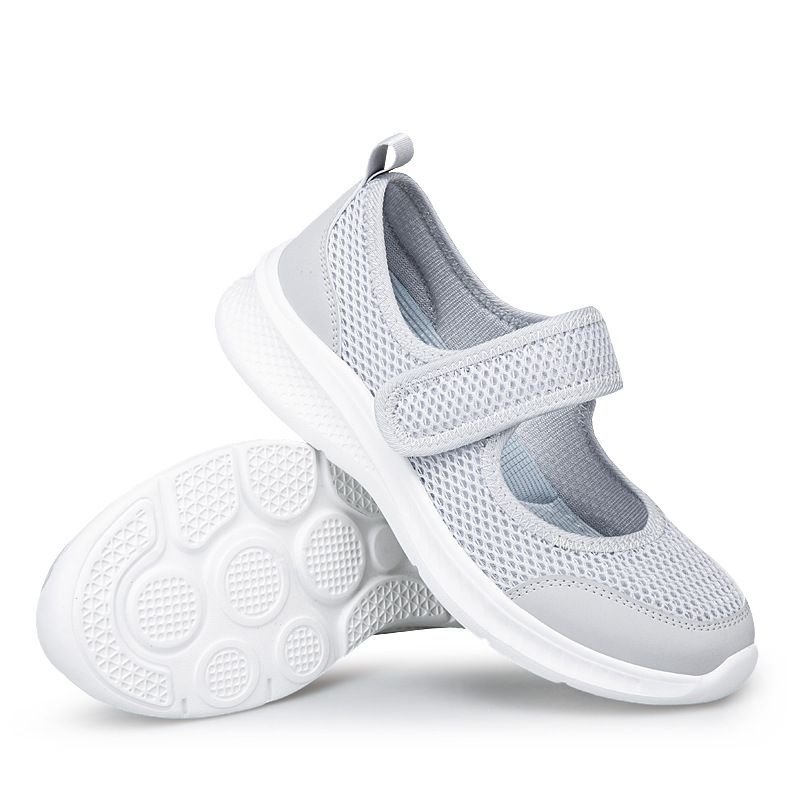 Low Cut Thick Soled With Hollow Buckle Spring And Summer 2025, Casual Plus Size Mesh Shoes For The Elderly E49_vogvips.com