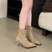 Suede Pointed Toe Ruched Slouch For Women 2025 Autumn Winter New Detachable Two-Way Wear Stiletto Long High Heel Short_vogvips.com