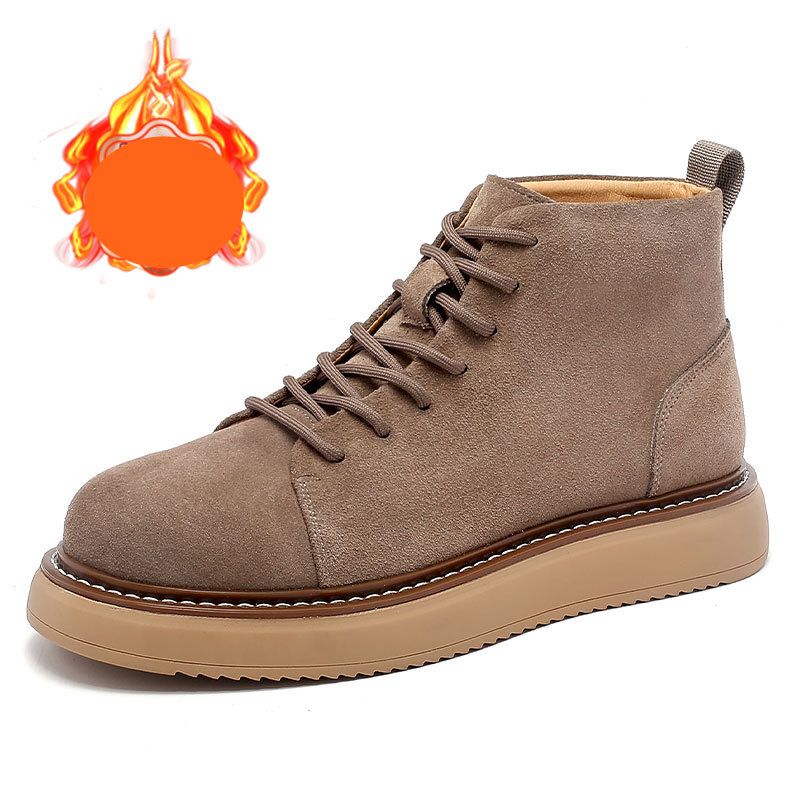 New suede cowhide frosted leather and fleece casual work boots_vogvips.com