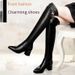 Women's Knee-High Winter Boots With Chunky Heel - Stretchy PU Leather Ankle Boots For Women - Slip-Resistant Rubber Sole - Fashionable_vogvips.com