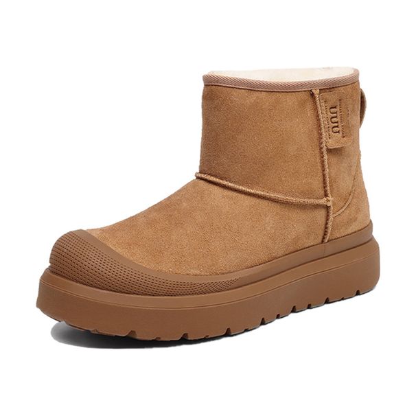 BUFFNY Winter Snow Boots For Men & Women – Suede Round Toe Slip-On Casual Boots With Thick Sole, Warm Faux Fur Lining, Anti-Slip Rubber Outsole_vogvips.com