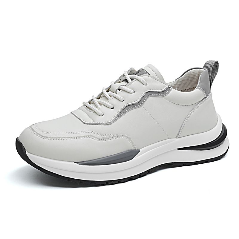 Leather Cowhide Little White Shoes Men's Sneakers Board Shoes Men's Breathable Casual Shoes Lace-Up Men's Shoes_vogvips.com