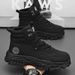 Men's Casual High-Top Work Boots - Slip-Resistant Outdoor Martin Boots With Thick Sole For Height Boost (Khaki/Black)_vogvips.com