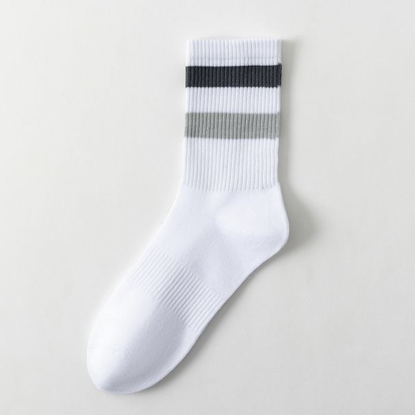 Men's Socks Spring And Autumn Mid Tube Socks Antibacterial Sweat Absorbent Breathable Spring And Autumn Boys Striped White Casual Men's Socks_vogvips.com