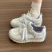 White Lightweight Thick-soled Mesh Sneakers Women's Heightening Casual Dad Shoes_vogvips.com
