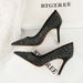 9329-1 Rhinestone Mesh High Heels For Women Pointed Toe Versatile Shallow Mouth Light Luxury Dress Wedding Thin Heel_vogvips.com