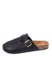 Men's Mules New Spring Retro Slip-On Casual Loafers Pu Upper Cork Grain Closed-Toe Half-Slip Flat Slippers With Adjustable Buckle_vogvips.com