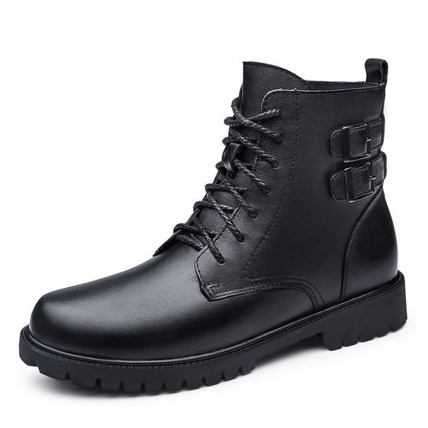 Martin Boots Men's High-top Style First-layer Tooling Boots Inner Tide Boots Black Work Leather Boots Men's Shoes_vogvips.com