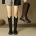 Autumn And Winter Flat Bottomed Oversized Thick Legs And Feet, Wide And Chubby Mm Long Boots, Not Exceeding Knee Height, High Boots_vogvips.com
