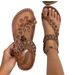 Cross-border Bohemian Ethnic Style Women's Summer Fashion Beach Flat Sandals Beaded Toe Clip Shoes_vogvips.com