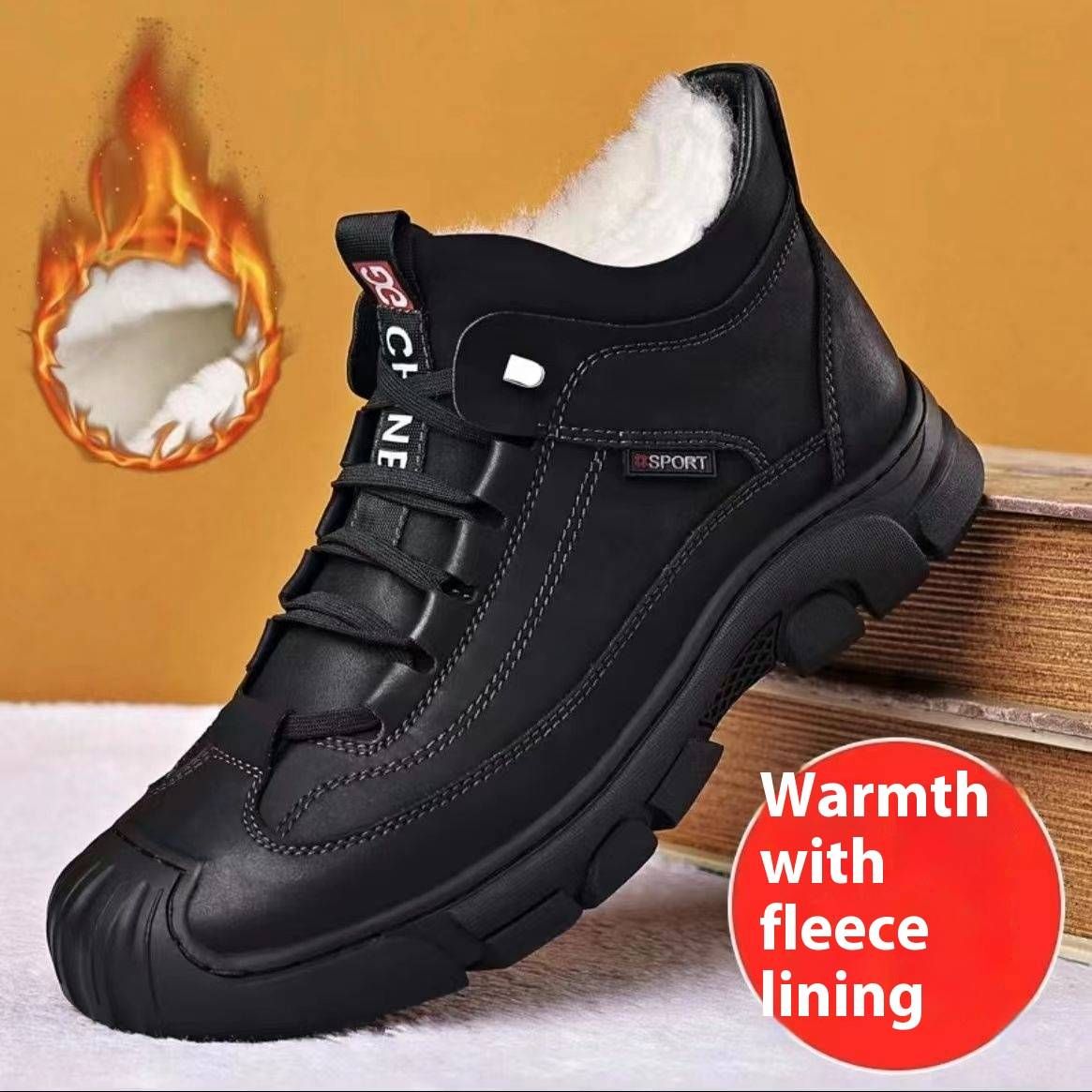 Winter Plus Velvet Warm Thick Cotton Shoes Middle Aged And Elderly Outdoor Dad Snow Boots Light Simple Sports Casual Shoes_vogvips.com