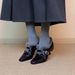 French Pointed Style Interior Height Increasing Single Shoe, Women's Straight Strap Hairy Shoes, Flat Bottom With Plush Warm Cotton Shoes_vogvips.com