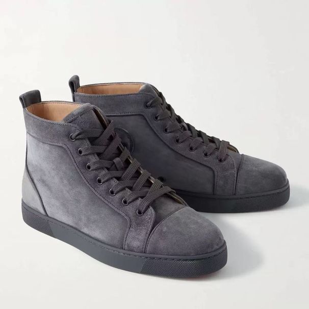 CL Men's High Top Red Sole Shoes Sea Cucumber Starry Rivet Genuine Leather Breathable Casual Trendy Sneakers European_vogvips.com