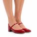 French Style Small Shoes With A Flat Button And Shallow Mouth, Ballet Women's Red Mary Jane Shoes, Versatile Middle Heel_vogvips.com