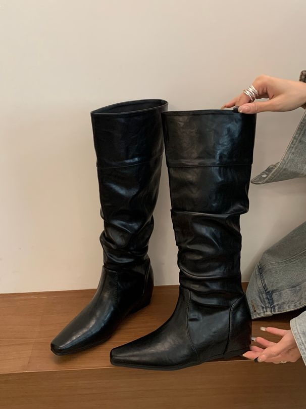 2025 New Autumn Long For Women With Hidden Wedge, Over-the-Knee Boots, Small Square Toe Fashion Riding Boots_vogvips.com