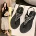 Outside Wear Niche Fashion High-end Design Roman Sandals Women's 2025 Summer New Rhinestone Flat Toe With Skirt_vogvips.com