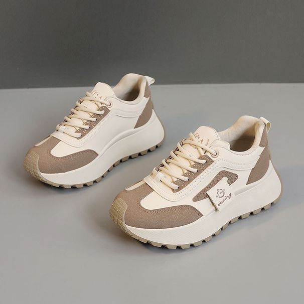 HY2511 New 2025 Spring And Autumn Women's Shoes Low Top Thick Bottom Simple Height Enhancing College Student Fashion Sneakers_vogvips.com