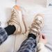 Dehun Women's Autumn And Winter New Thick Soled Big Head Small Dirty Orange Versatile Casual Sports Board Shoes_vogvips.com