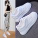 Women's White Sneakers - Breathable Casual Shoes For Girls, Fashionable Lace-Up Canvas Shoes For Autumn_vogvips.com