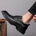 Embossed Grid Casual Men's Shoes Large Size Lace-up First Layer Thick Sole Heightening Men's Leather Shoes_vogvips.com