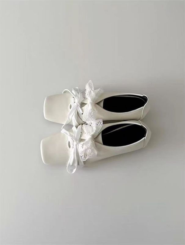 French Lace Mary Jane Women's Shoes 2026 New Square Head Thick Heel Lace-up Ballet Shoes Retro Versatile Single Shoes_vogvips.com