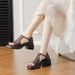 High Thick Heel Platform Sandals Women's French Retro 6cm High Heel Word With Open Toe Soft Sole Sandals Summer New_vogvips.com